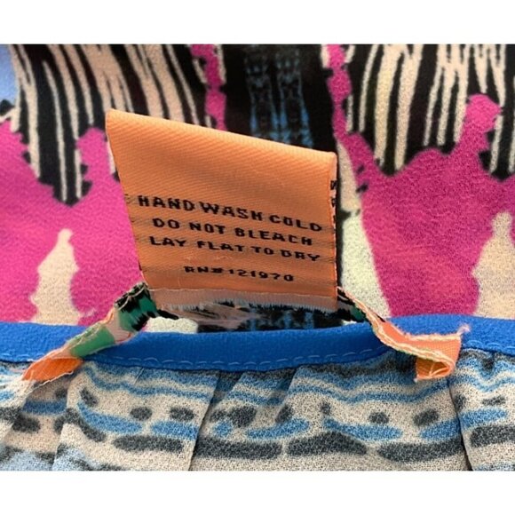 Flying Tomato Colorful Boho Print Semi Sheer Jewel Tone Cold Shoulder Top M - Picture 6 of 7